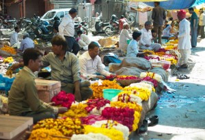 Line of Flower Vendors