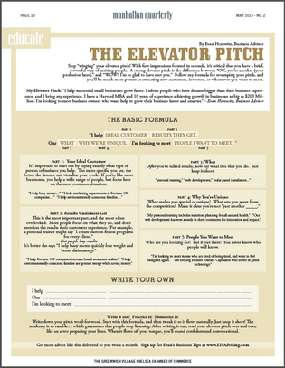 Elevator Pitch Worksheet
